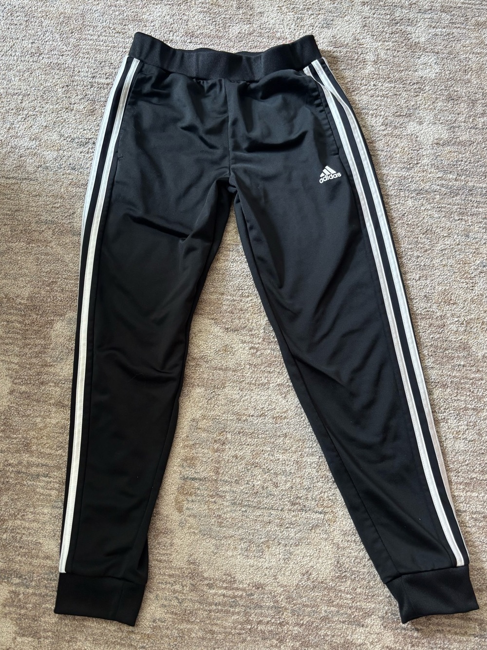 adidas Black Joggers with White Side Stripes